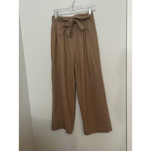 Wray Abby Wool Pant Brown Wide Leg Belted Size 4 - Picture 1 of 11